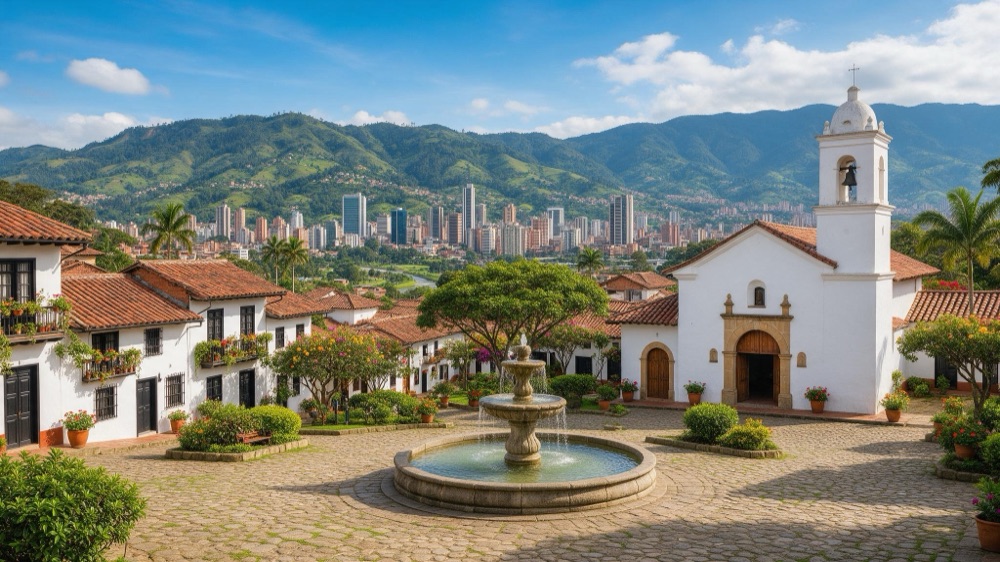 Pueblito Paisa con el skyline de Medellín al fondo